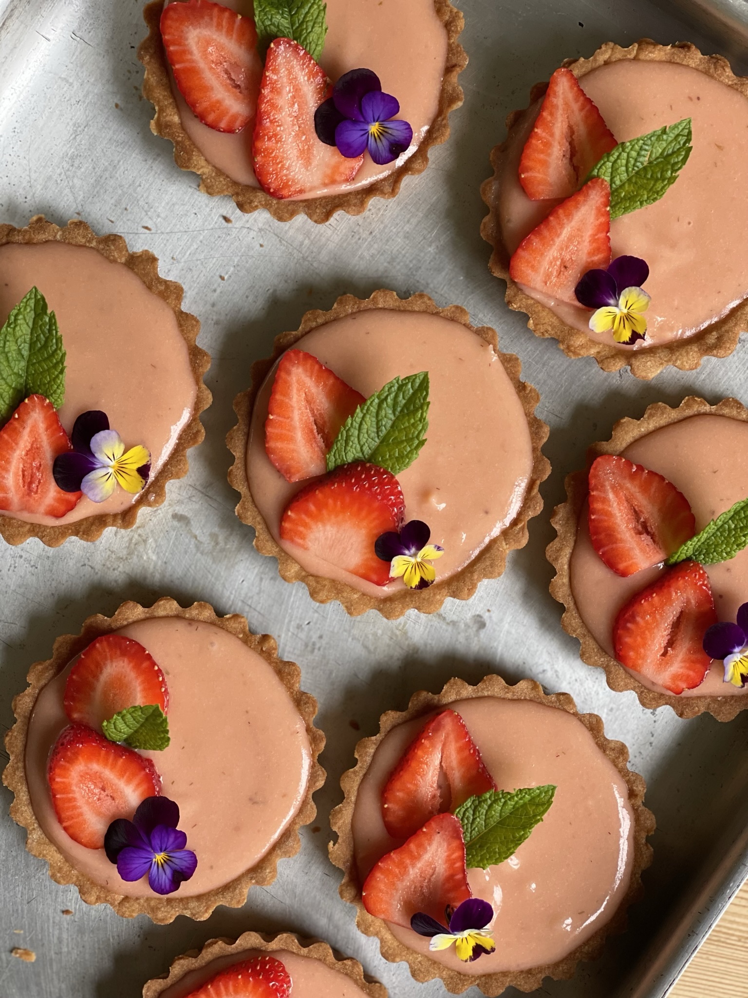 Strawberry and mint tarts